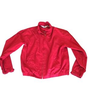 Norsport Vintage Red Cotton Harrington Jacket Mens Medium Full Zip Windbreaker